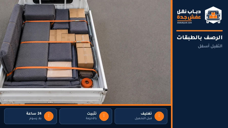 رصف الأثاث بالطبقات داخل صندوق الدباب